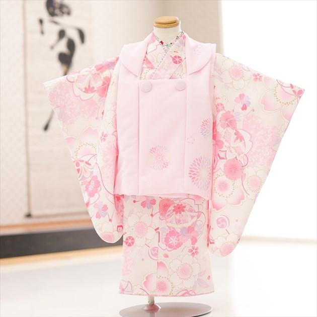 小さいサイズ 2歳〜3歳 女の子 着物レンタル 七五三 被布セット f3005