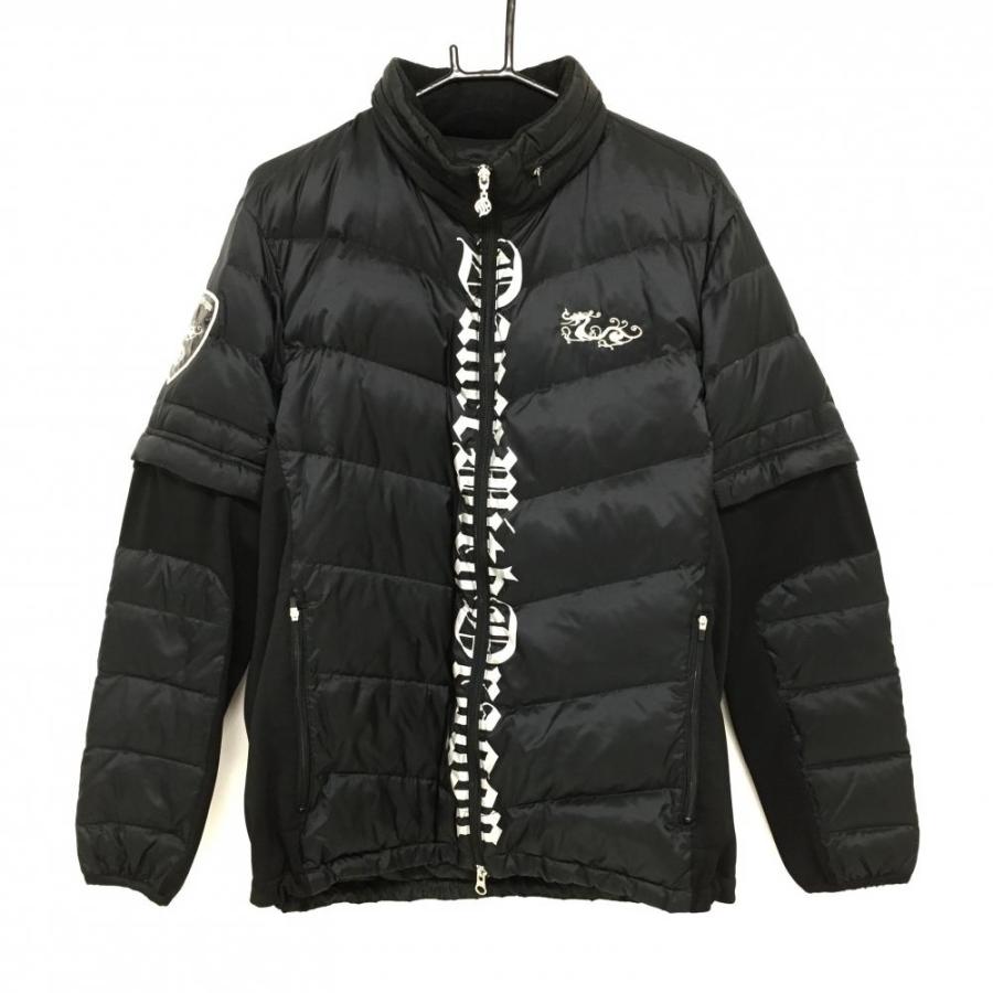 ダンスウィズドラゴン 2WAYダウンジャケット 黒×シルバー サイド