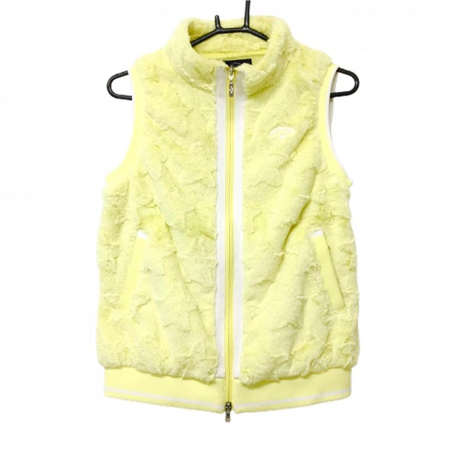 超美品】キャロウェイ ファーベスト イエロー×白 星柄 レディース L