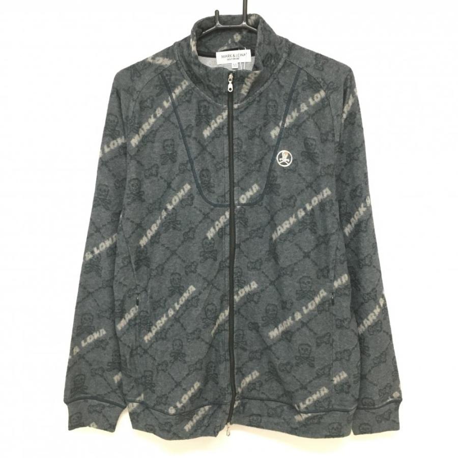 新品】マークアンドロナ ニットジャケット ネイビー系 スカル総柄 表