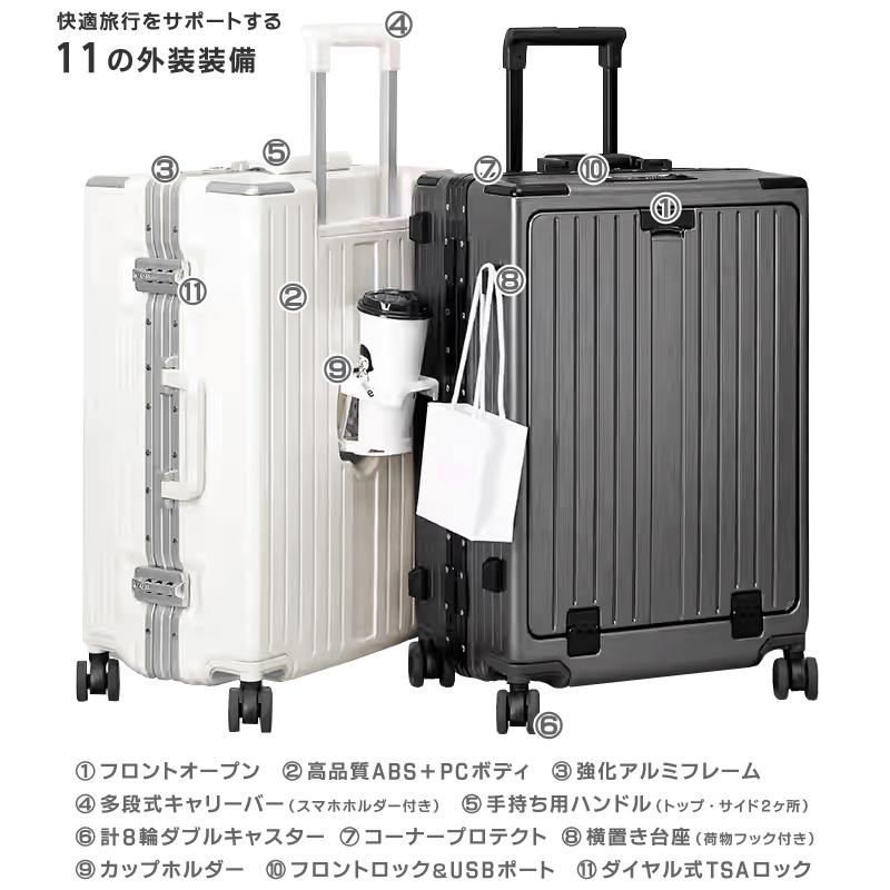 スーツケース フロントオープン Mサイズ フレーム キャリーケース
