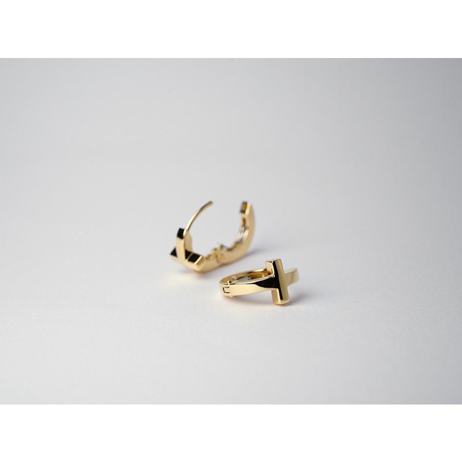 K18 ベイビー クロス フープ ピアス レディース 18金 18k ゴールド 両