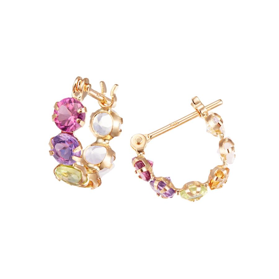 ジュエリーツツミ K10イエローゴールドマルチストーンピアス