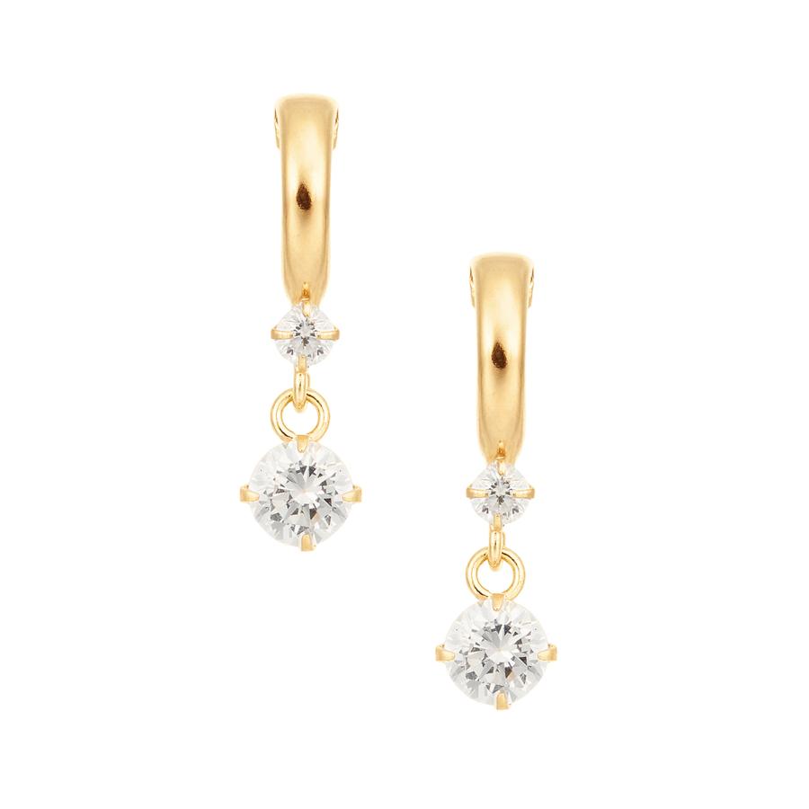 ジュエリーツツミ K18イエローゴールドキュービックピアス