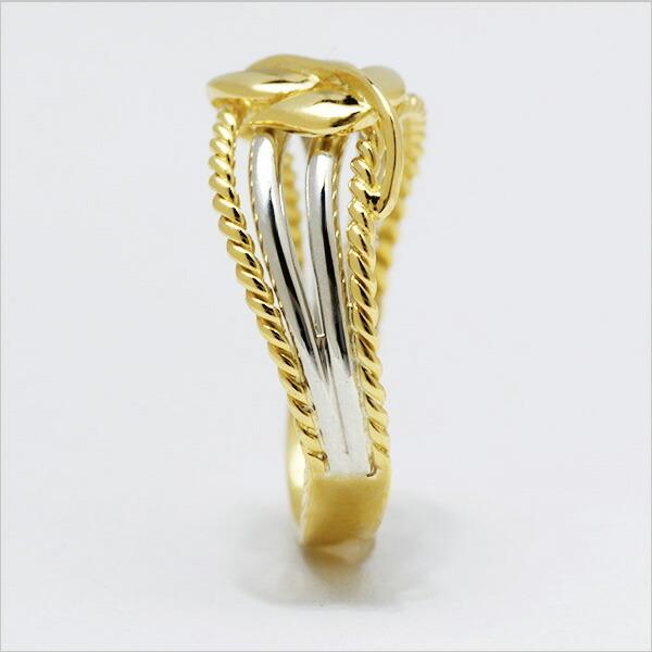 K18金 PT900コンビ リーフデザインリング K18金 PT900コンビ リーフ