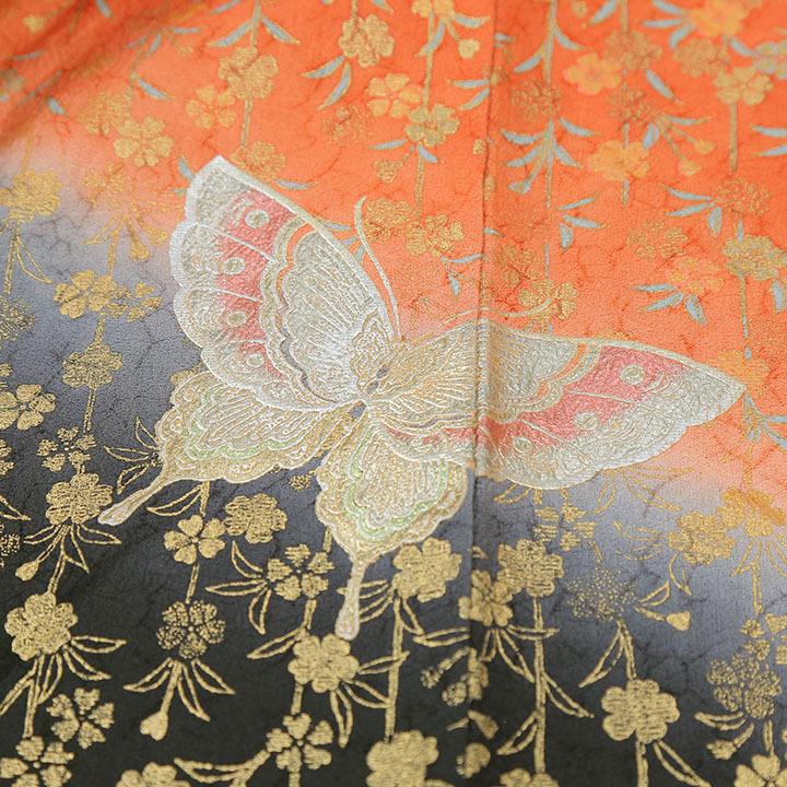 高級正絹 振袖レンタル 送料無料 FS-002 オレンジ系 振袖 成人式
