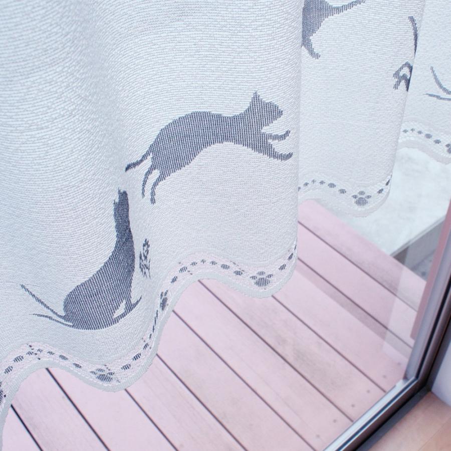 カフェカーテン 幅100〜200cmまで 丈90cm ねこ 猫 シルエット レース