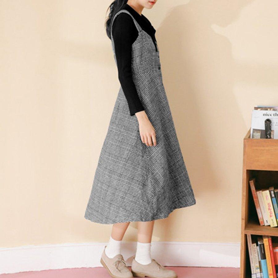 ワンピース レデイーズ 秋 チェック柄 秋冬 大人 ジャンパースカート