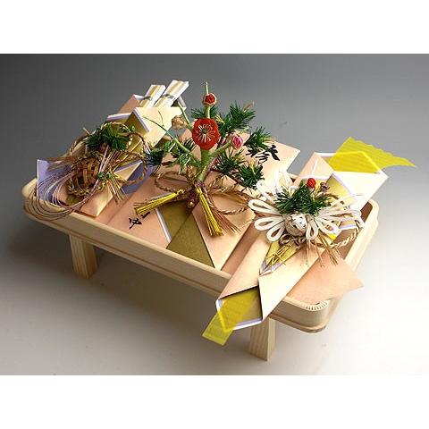 結納返し) 略式結納品 孔雀3点セット（白木台）（毛せん付） : 結納屋