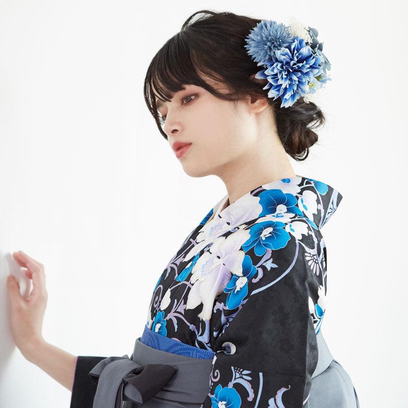 髪飾り 青 ブルー 成人式 卒業式 販売商品 : 京都着物レンタル夢館