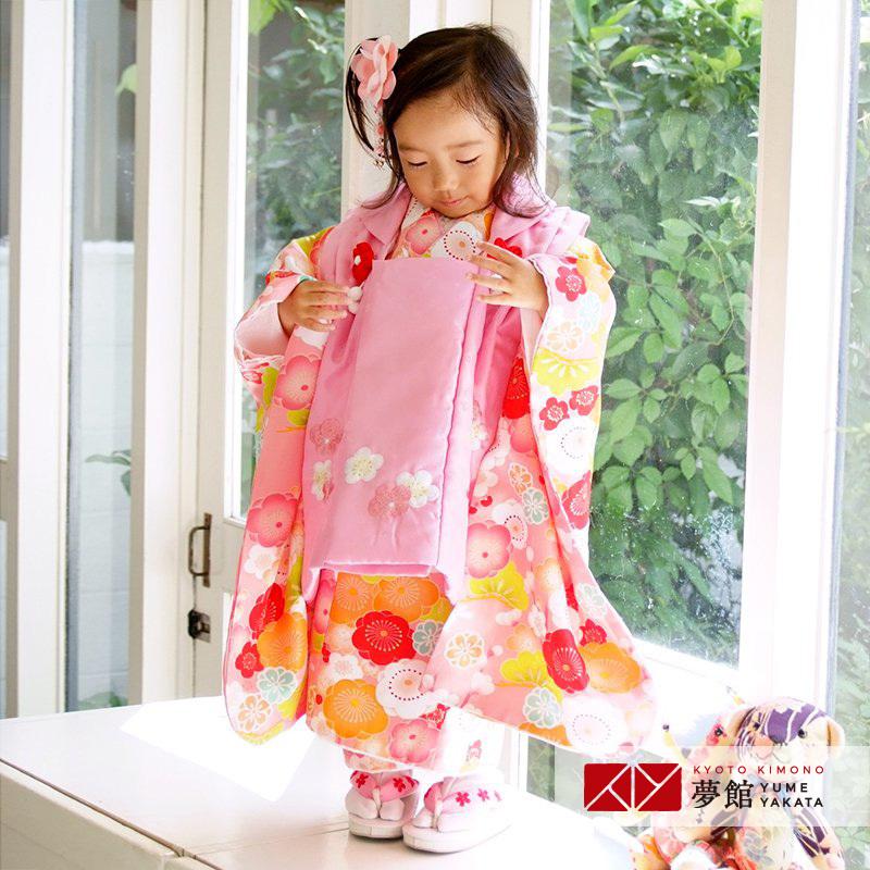 七五三 着物レンタル 3歳 753 女の子 フルセット 被布 ピンク×ピンク