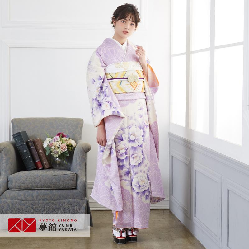 振袖レンタル 絞り 水彩 紫 牡丹に梅花(絹)(宅) 成人式 結婚式 モデル