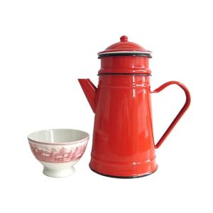 手書き 薔薇 ホーロー コーヒーポット フランスアンティーク : BAU