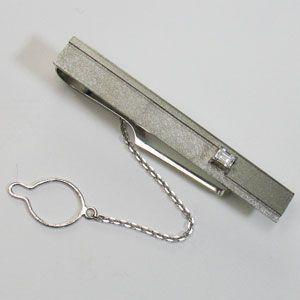 半額/ PT900 K14WG/ダイヤモンド ネクタイピン プラチナ ホワイト