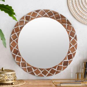 デコレーションミラー 壁掛け ミラー ブラウン 縦横兼用 鏡