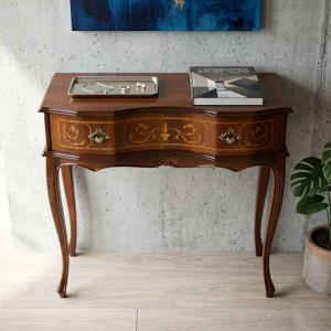 イタリア 4段 チェスト 茶 58m 象嵌 ロココ調 家具 猫脚 丸脚 完成品