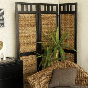 衝立 ラタン 籐 スクリーン 2連 パーテーション 低い アジアン