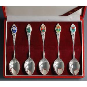 本七宝・誕生花スプーン2本入り・銀製品・銀食器 : 銀食器・銀製器の