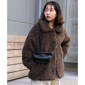 Meiru ステンカラーコート コート プードルファーステンカラーミドル