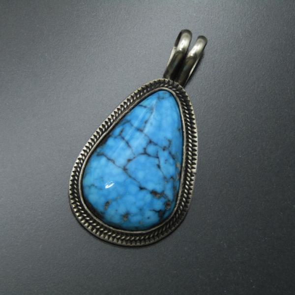 美品 Steve Arviso ナバホ族 ペンダント キングマン ターコイズ