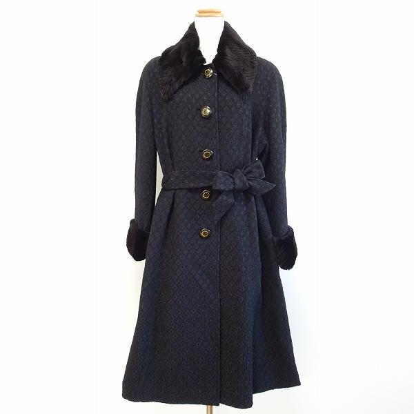 wnc パルティナ PARTINA TOKYO FUR コート F 黒 シルク混 ファー