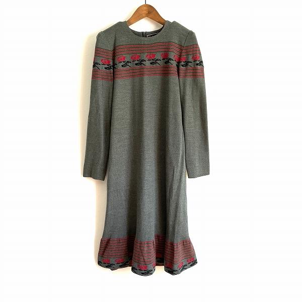 斉藤都世子 #wnc サイトウトヨコ ワンピース グレー ニット バラ柄