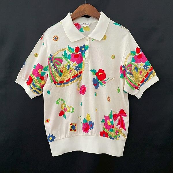 snc レオナールスポーツ LEONARD SPORT ポロシャツ L 白 マルチ 半袖