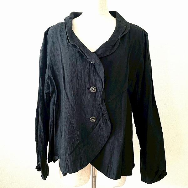 snc ジウセンソユニコ 慈雨 Sensounico ジャケット 40 黒 麻混 シルク