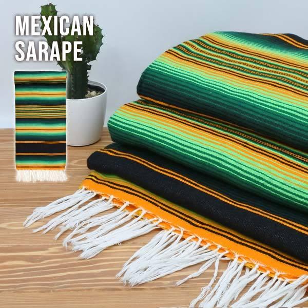 サラペ No.85 グリーン オレンジ メキシカン ラグ 大判 メキシコ