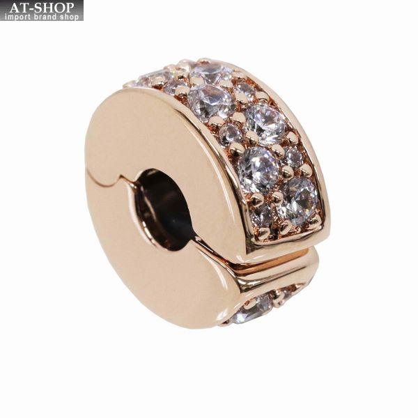 PANDORA（パンドラ） チャーム PANDORA Clear Pave Clip 14kローズ