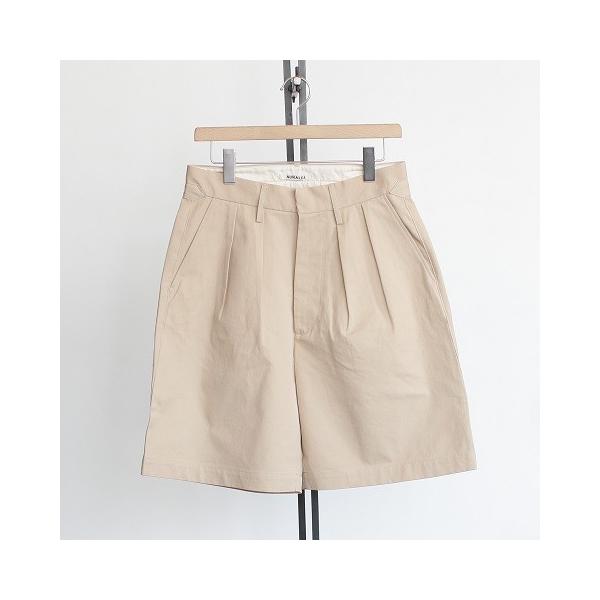 2018SS 【AURALEE オーラリー】 Light Chino Wide Shorts -Men-《IVORY