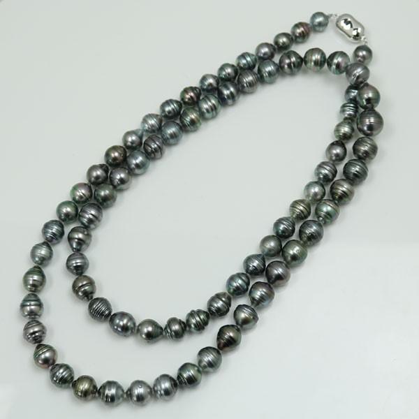 真珠 パール ロング ネックレス 黒蝶真珠 パールネックレス 80cm