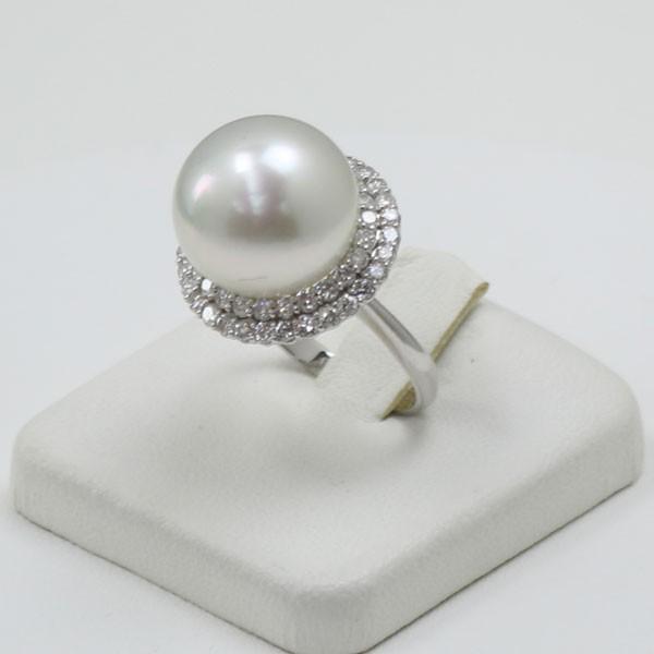 真珠 パール 指輪 リング 南洋白蝶真珠 14mm-15mm ホワイトカラー