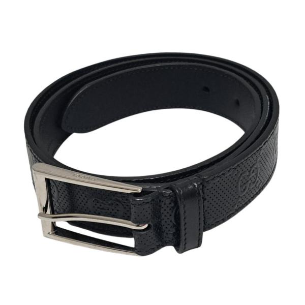 GUCCI（グッチ） ベルト パンチング GG柄 レザー ブラック 474313 黒