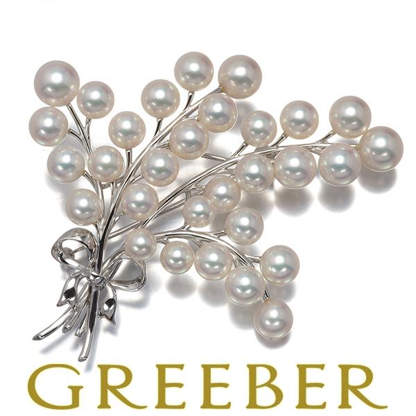 MIKIMOTO（ミキモト） ブローチ パール 真珠 5.0-7.5mm リボン K18WG