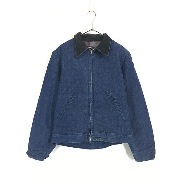 古着 70s Sears Work Leisure 濃紺 デニム ブランケット ジップアップ