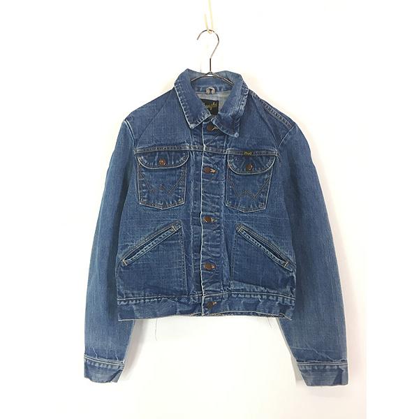古着 70s USA製 Wrangler 黒タグ 124MJ 濃紺 デニム トラッカー