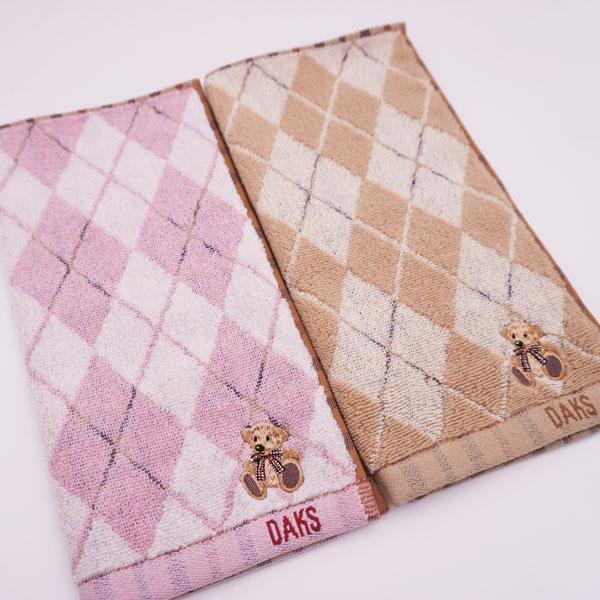 ダックス DAKS タオルハンカチ レディース クマ刺繍柄 25×25cm : e