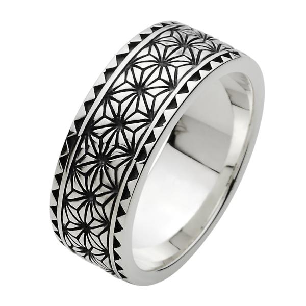 シルバーリング 指輪 メンズ 麻の葉模様 和風 和柄 日本 オリエンタル