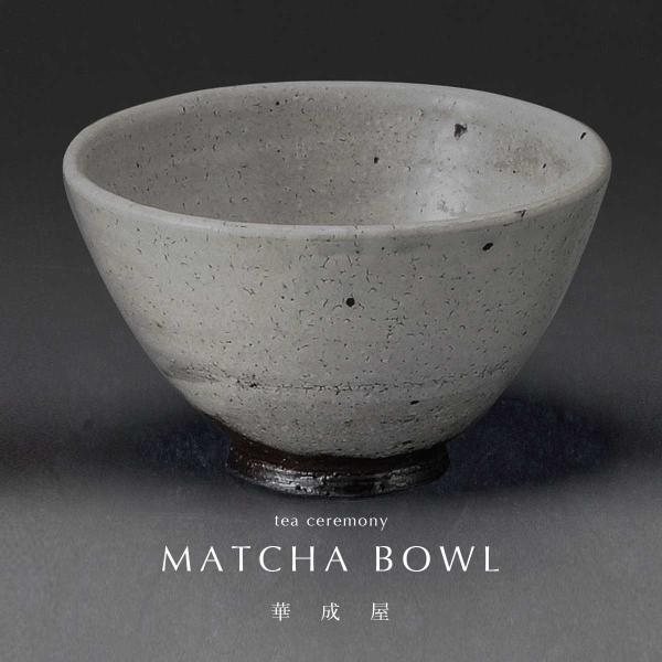 抹茶茶碗 常滑焼 粉引 茶道 湯のみ 陶器 茶器 和食器 グレー灰色 : 華