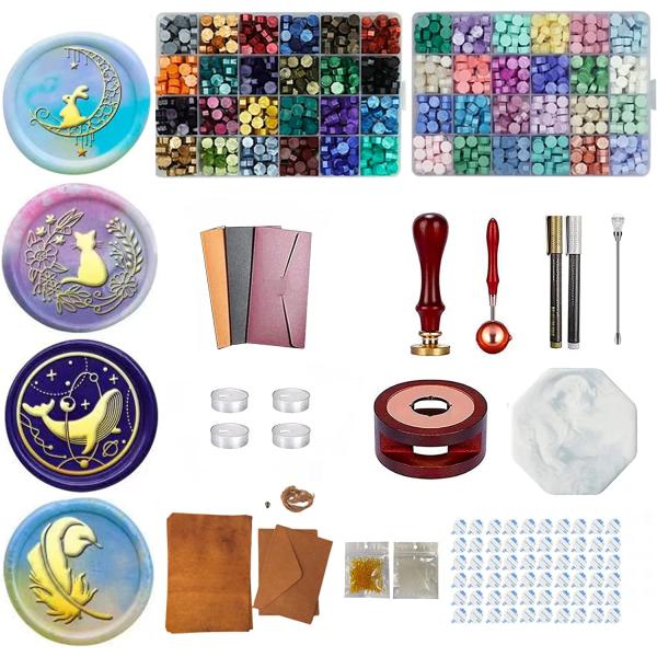 シーリングワックス セット Kandar シーリングスタンプ 印面4種類 炉