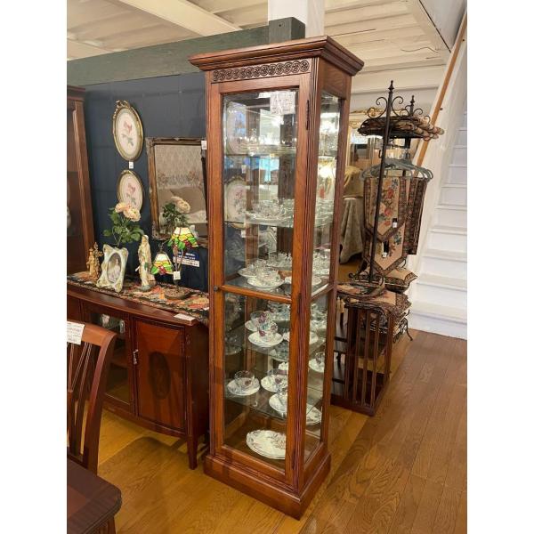 ショーケース キャビネット 木製 オーク 完成品 キュリオケース レトロ