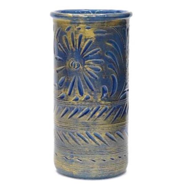 陶器 かさ立て イタリア製 アンブレラスタンド ブルー×ゴールド