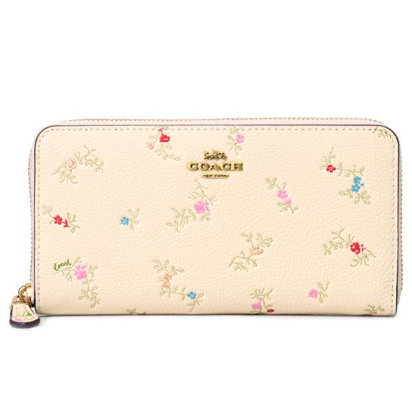 COACH（コーチ） 長財布 ぺブルレザー フローラル 花柄 ロゴ ロング
