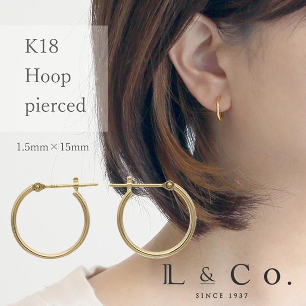 Jewel closet by L&Co. ピアス レディース メンズ フープ K18 18金 地