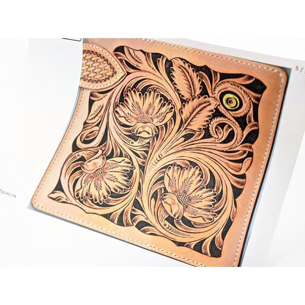 図案】ロングウォレット用トリプルフラワー（シェリダンカービング