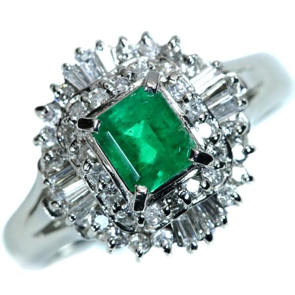 エメラルド リング/指輪 0.50カラット プラチナ900 PT900 定番ダイヤ