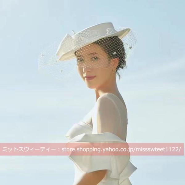 トークハット トーク帽 パーティー ウェディング リボン 白