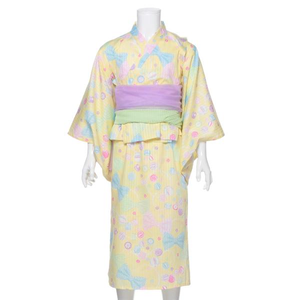 mezzo piano メゾピアノ(mezzo piano)飴リボン柄浴衣【O_50】【outlet