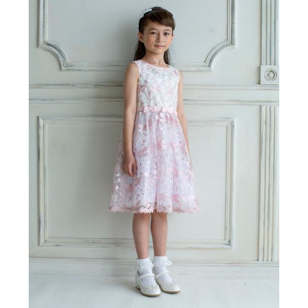 mezzo piano メゾピアノ(mezzo piano)花柄刺しゅうレースワンピース